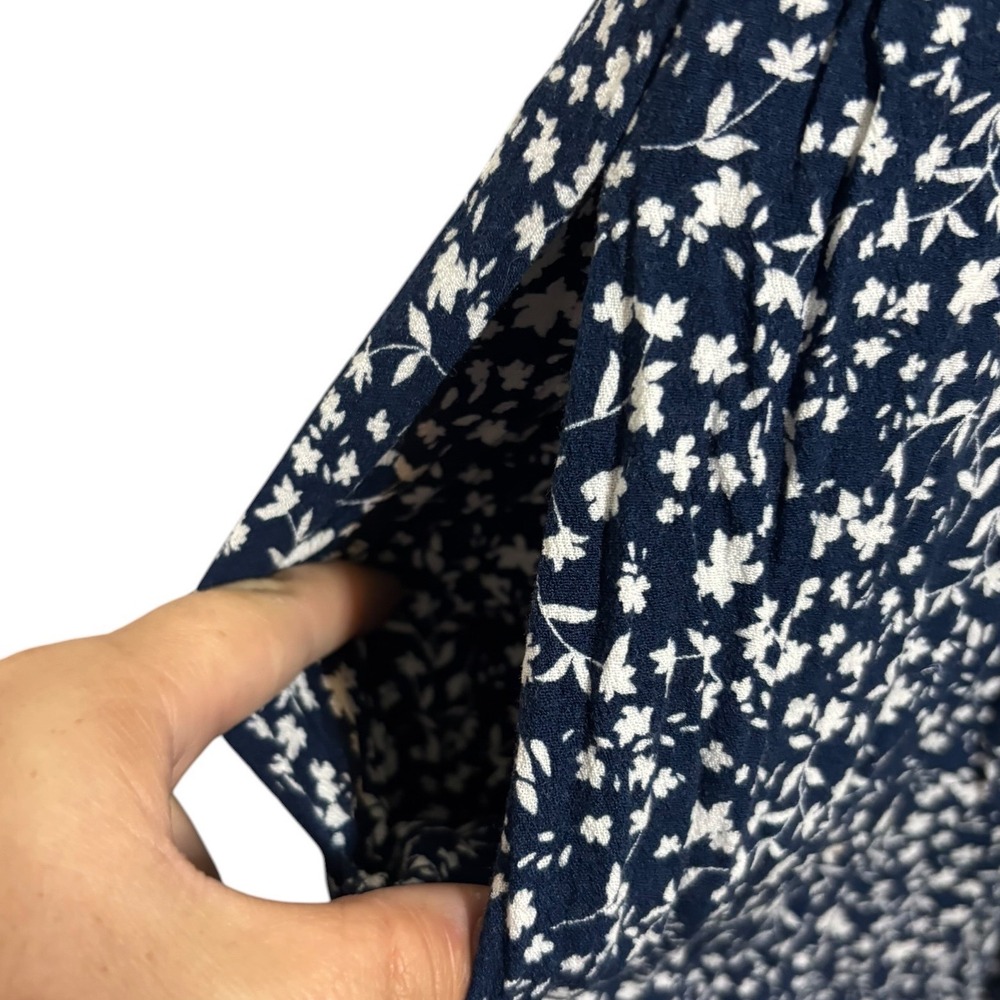 Old Navy Floral Ditsy Midi Dress Smocked Back Pockets Milkmaid Cottagecore XS - Picture 7 of 13